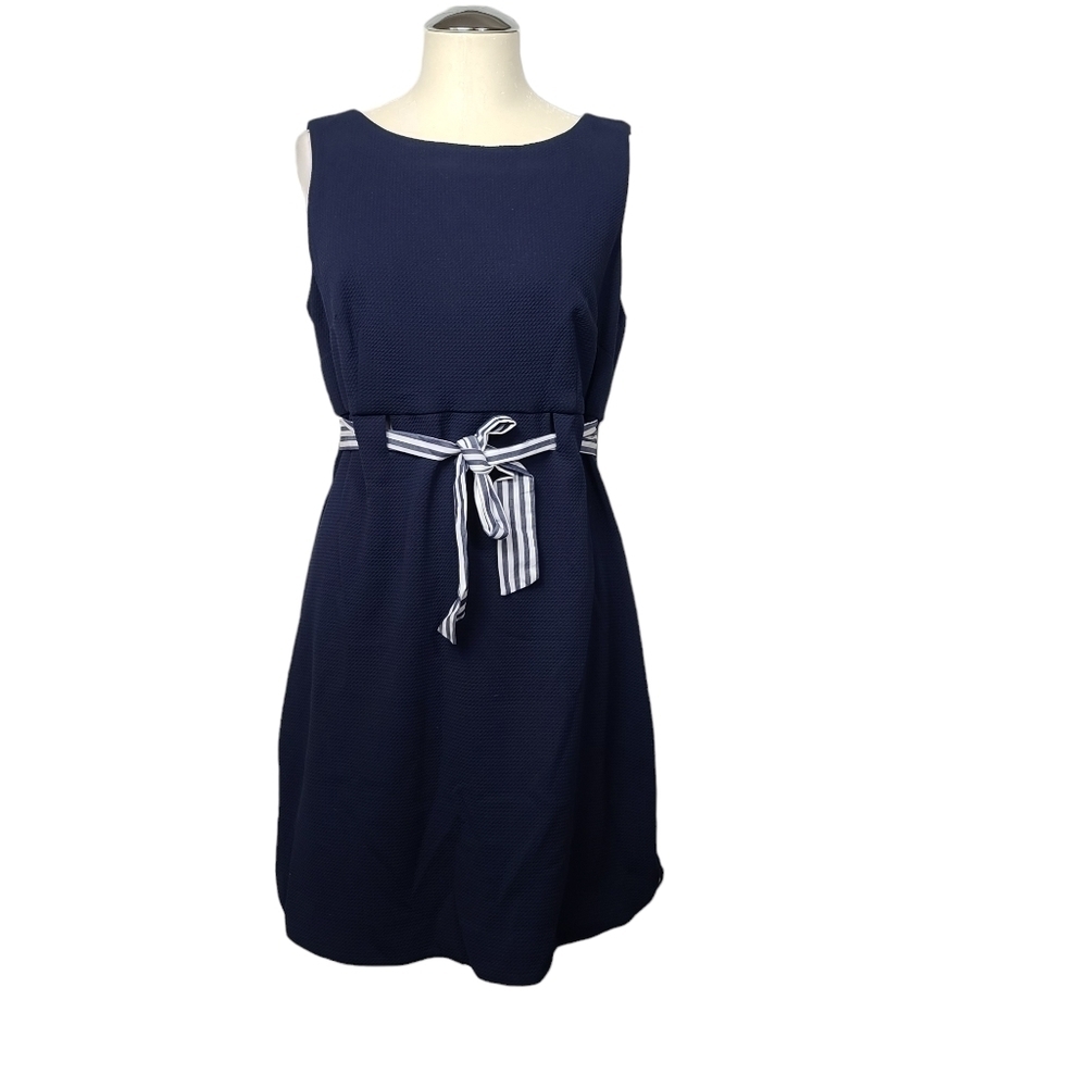 Jessica Howard Blue Belted Sleeveless Dress 12P